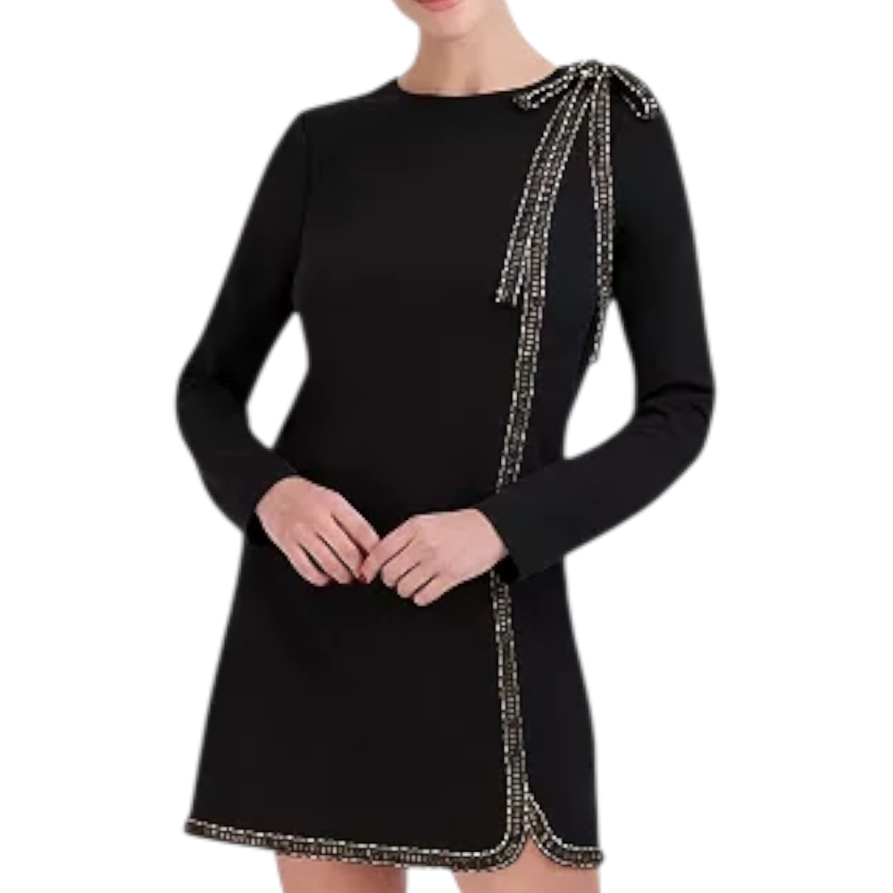 Laundry by Shelli Segal Braid Trim Shoulder Bow Dress Size‎ 0